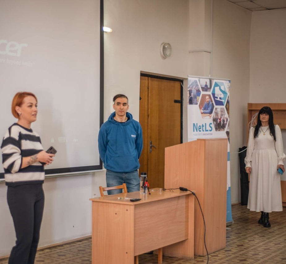 Ольга Яцюк - HR компанії NetLS, Костянтин Кецкало, Middle Full-Stack .NET Developer , Вікторія Бандура, зав.каф.ІПЗ