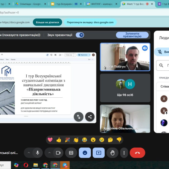 І тур Всеукраїнської студентської олімпіади з дисципліни «Підприємницька діяльність» 