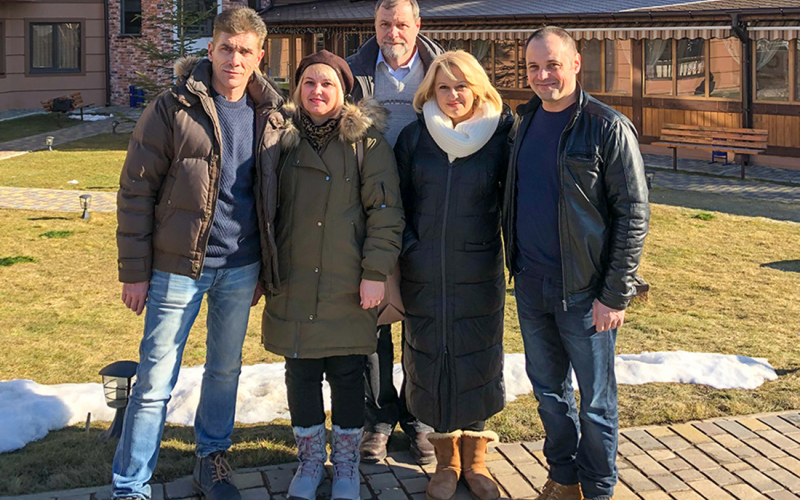 Організатори конференції PTME 2019    7 лютого 2019, готель “Premium Club” м.Яремче Справа- наліво: Барц Крістіан, Юлія Медвідь, Віталій Панчук, Тетяна Лукань, Олег Онисько