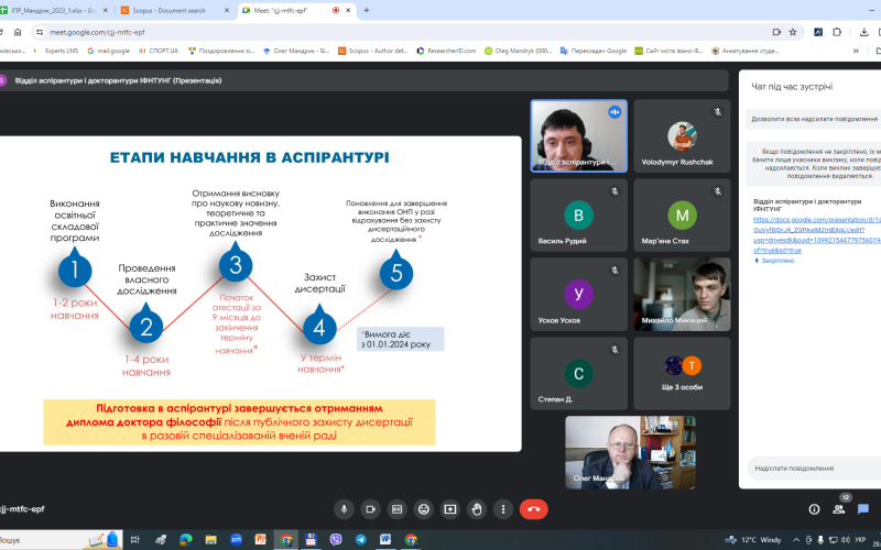 зустріч аспірантів кафедри екології із завідувачем ВАіД університету доцентом Гуменюком Т.В. 